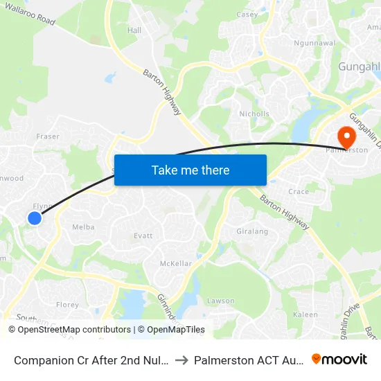 Companion Cr After 2nd Nulsen Cct to Palmerston ACT Australia map