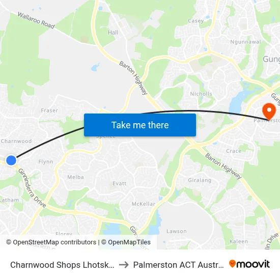 Charnwood Shops Lhotsky St to Palmerston ACT Australia map
