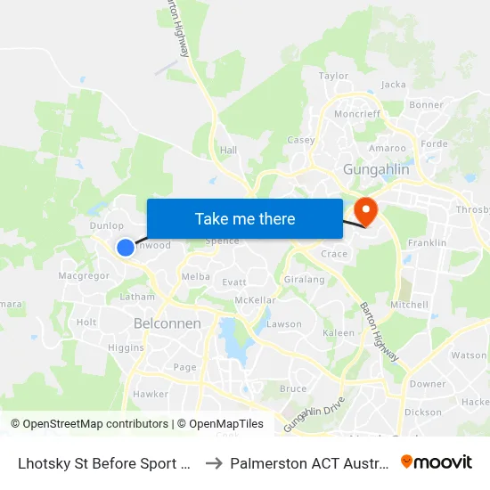 Lhotsky St Before Sport Way to Palmerston ACT Australia map