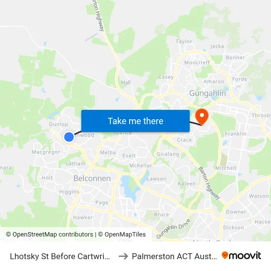 Lhotsky St Before Cartwright St to Palmerston ACT Australia map