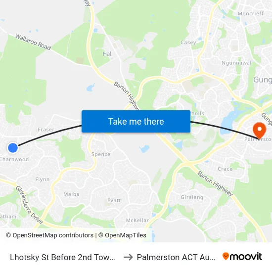 Lhotsky St Before 2nd Townson Cr to Palmerston ACT Australia map