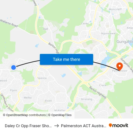 Daley Cr Opp Fraser Shops to Palmerston ACT Australia map