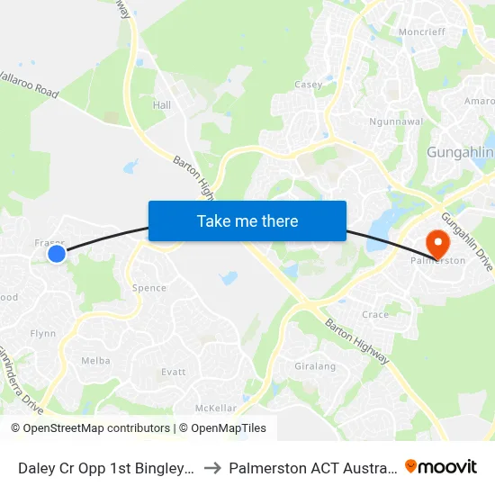 Daley Cr Opp 1st Bingley Cr to Palmerston ACT Australia map