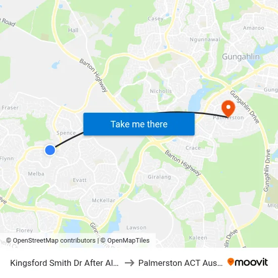 Kingsford Smith Dr After Alpen St to Palmerston ACT Australia map