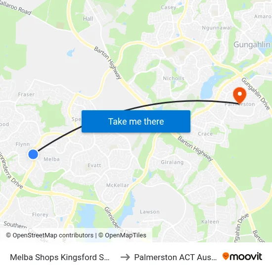 Melba Shops Kingsford Smith Dr to Palmerston ACT Australia map