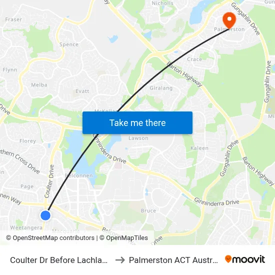 Coulter Dr Before Lachlan St to Palmerston ACT Australia map