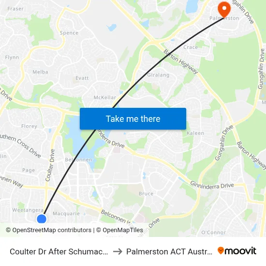 Coulter Dr After Schumack St to Palmerston ACT Australia map
