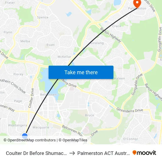 Coulter Dr Before Shumack St to Palmerston ACT Australia map