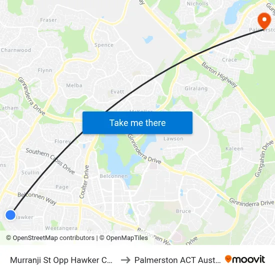 Murranji St Opp Hawker College to Palmerston ACT Australia map