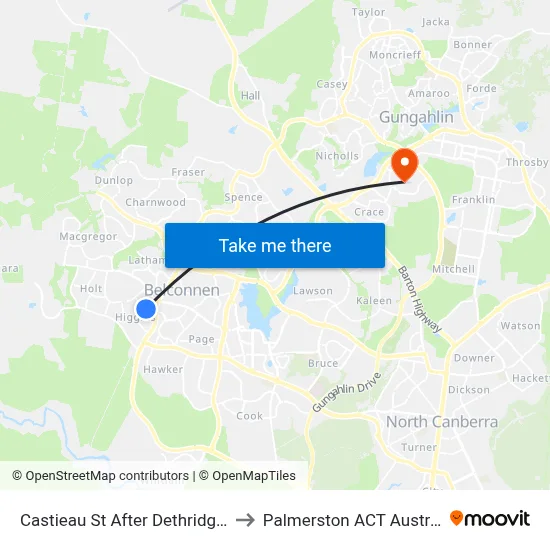 Castieau St After Dethridge St to Palmerston ACT Australia map