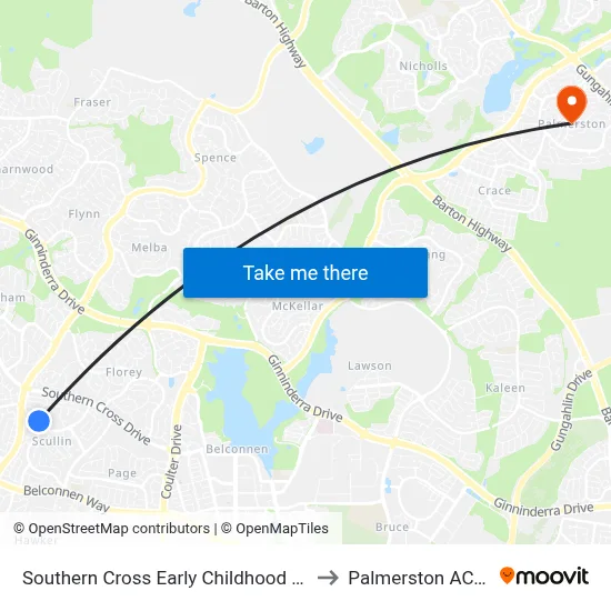 Southern Cross Early Childhood School Wirraway Cr to Palmerston ACT Australia map