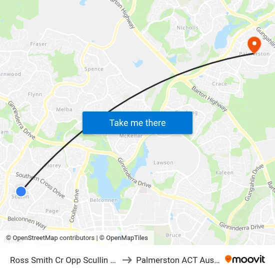 Ross Smith Cr Opp Scullin Shops to Palmerston ACT Australia map