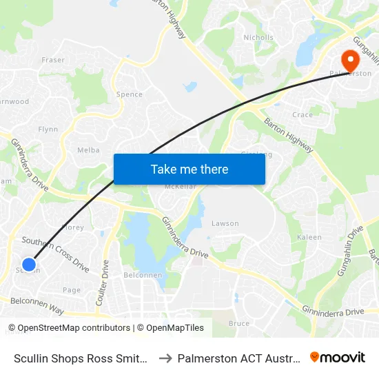Scullin Shops Ross Smith Cr to Palmerston ACT Australia map