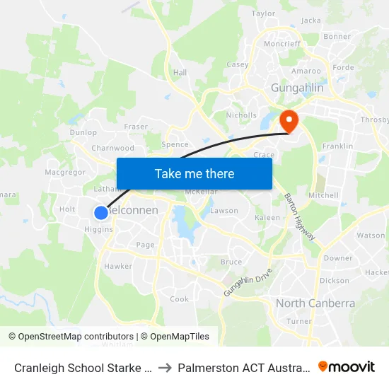 Cranleigh School Starke St to Palmerston ACT Australia map