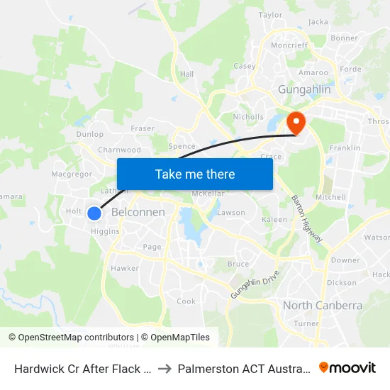 Hardwick Cr After Flack St to Palmerston ACT Australia map