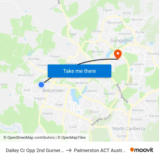 Dalley Cr Opp 2nd Gurner St to Palmerston ACT Australia map