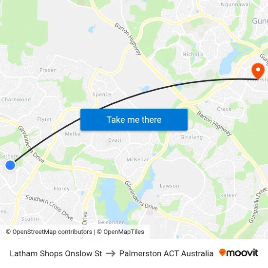 Latham Shops Onslow St to Palmerston ACT Australia map