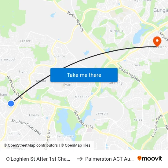 O'Loghlen St After 1st Chambers St to Palmerston ACT Australia map