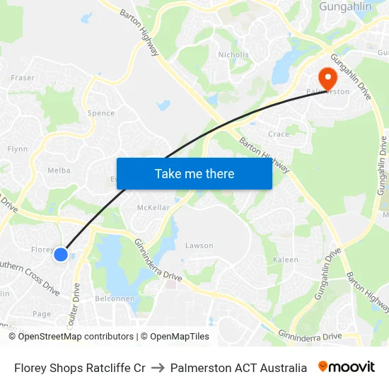 Florey Shops Ratcliffe Cr to Palmerston ACT Australia map