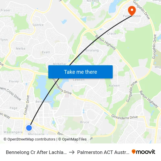 Bennelong Cr After Lachlan St to Palmerston ACT Australia map