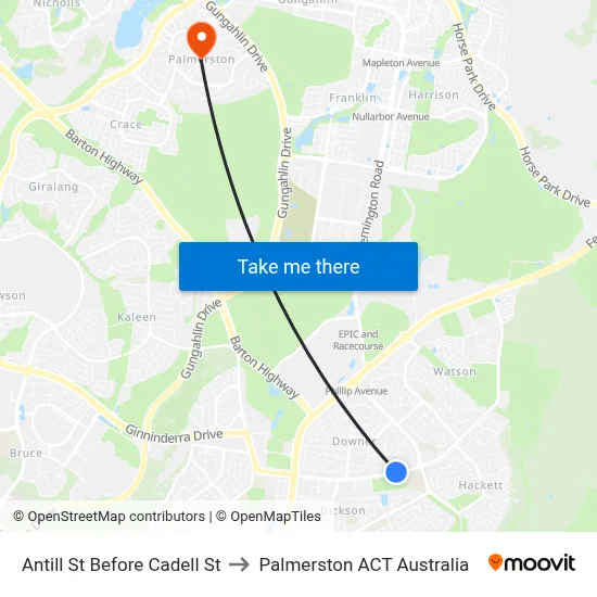 Antill St Before Cadell St to Palmerston ACT Australia map