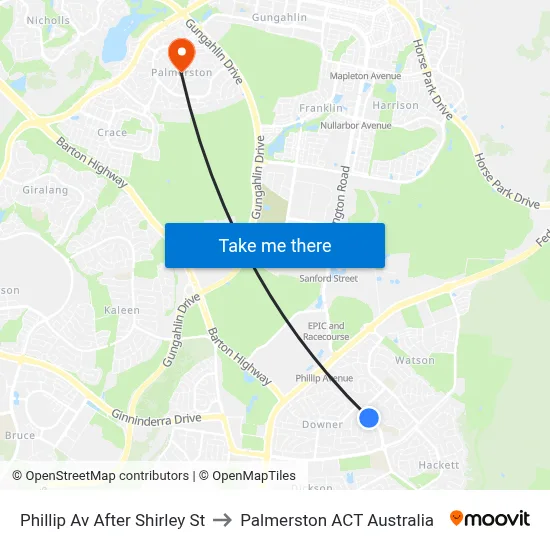 Phillip Av After Shirley St to Palmerston ACT Australia map