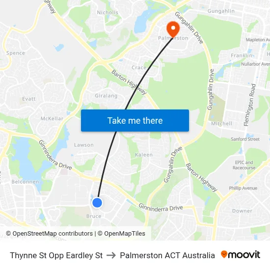 Thynne St Opp Eardley St to Palmerston ACT Australia map