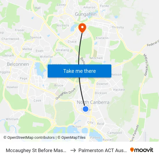 Mccaughey St Before Masson St to Palmerston ACT Australia map