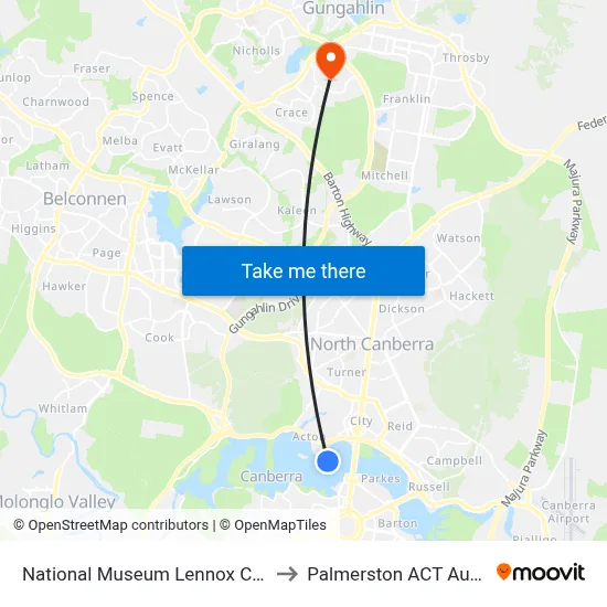 National Museum Lennox Crossing to Palmerston ACT Australia map