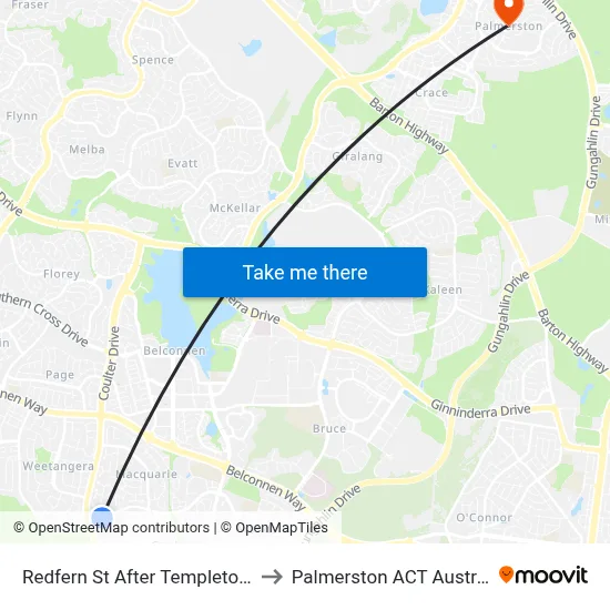 Redfern St After Templeton St to Palmerston ACT Australia map