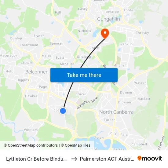Lyttleton Cr Before Bindubi St to Palmerston ACT Australia map