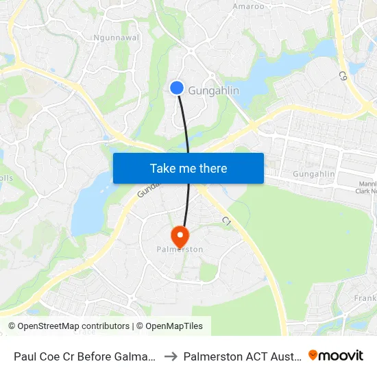 Paul Coe Cr Before Galmarra St to Palmerston ACT Australia map