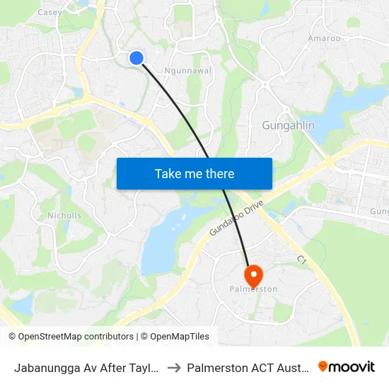 Jabanungga Av After Taylor St to Palmerston ACT Australia map
