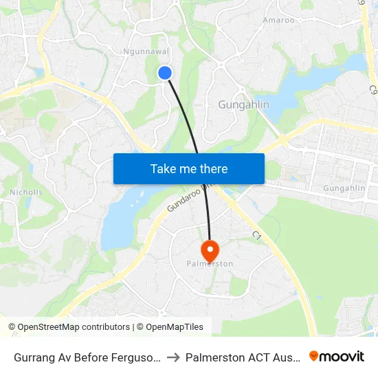 Gurrang Av Before Ferguson Cct to Palmerston ACT Australia map