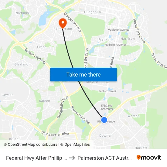 Federal Hwy After Phillip Av to Palmerston ACT Australia map