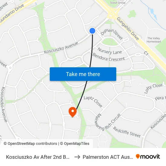Kosciuszko Av After 2nd Buller Cr to Palmerston ACT Australia map