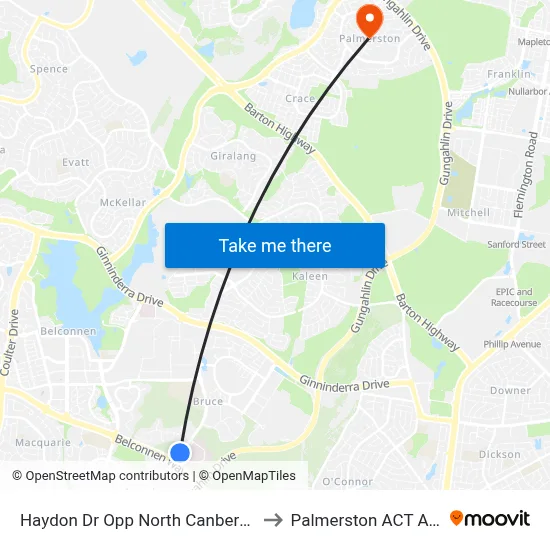 Haydon Dr Opp North Canberra Hospital to Palmerston ACT Australia map