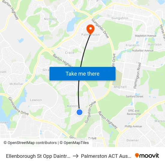 Ellenborough St Opp Daintree Cr to Palmerston ACT Australia map