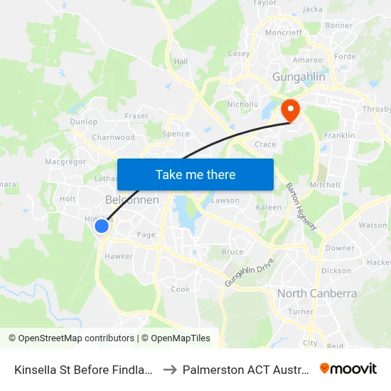 Kinsella St Before Findlay St to Palmerston ACT Australia map