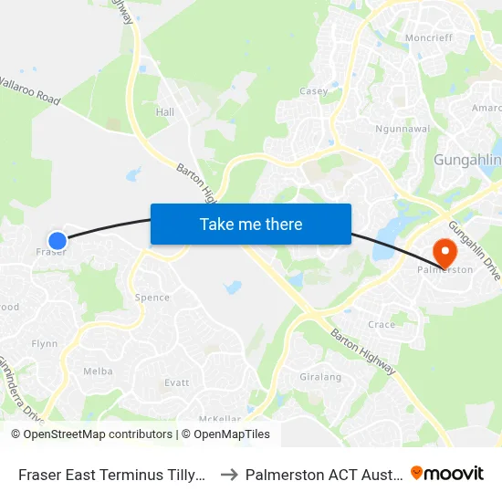 Fraser East Terminus Tillyard Dr to Palmerston ACT Australia map