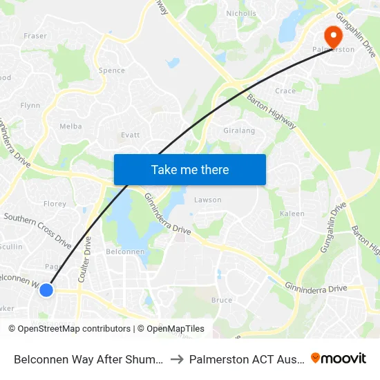 Belconnen Way After Shumack St to Palmerston ACT Australia map