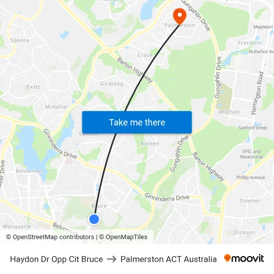 Haydon Dr Opp Cit Bruce to Palmerston ACT Australia map