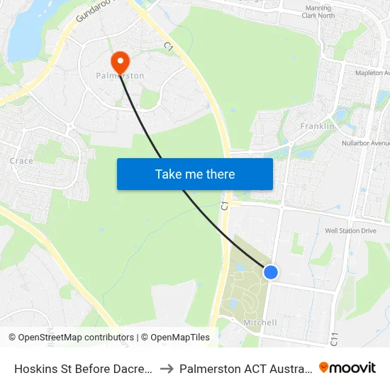 Hoskins St Before Dacre St to Palmerston ACT Australia map