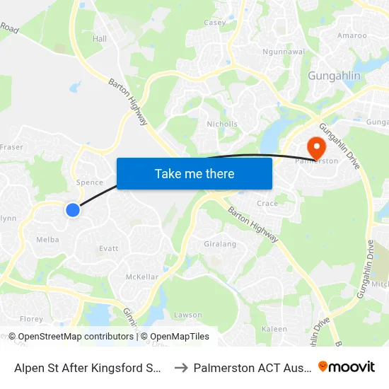 Alpen St After Kingsford Smith Dr to Palmerston ACT Australia map