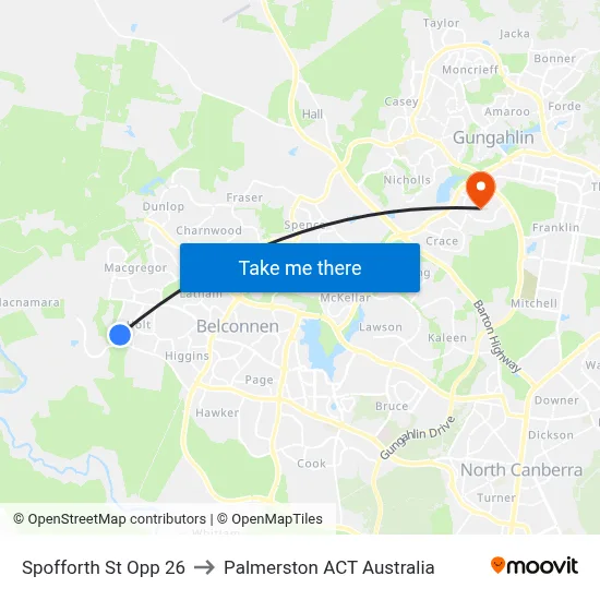 Spofforth St Opp 26 to Palmerston ACT Australia map