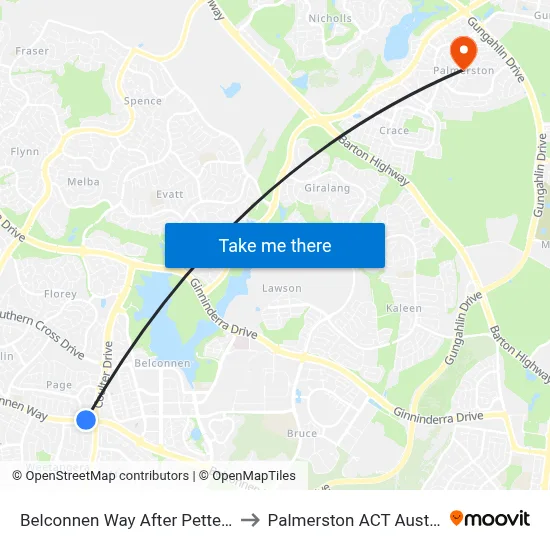 Belconnen Way After Petterd St to Palmerston ACT Australia map