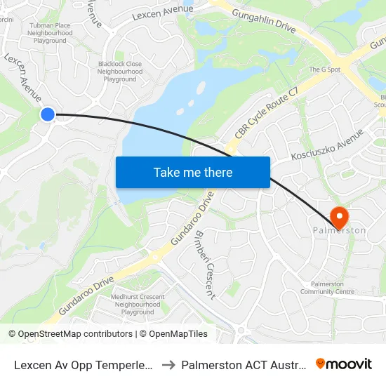 Lexcen Av Opp Temperley St to Palmerston ACT Australia map