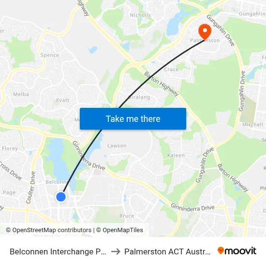Belconnen Interchange Plt 3 to Palmerston ACT Australia map