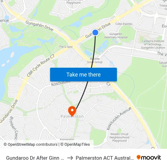 Gundaroo Dr After Ginn St to Palmerston ACT Australia map