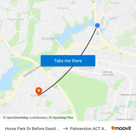 Horse Park Dr Before David Walsh Av to Palmerston ACT Australia map